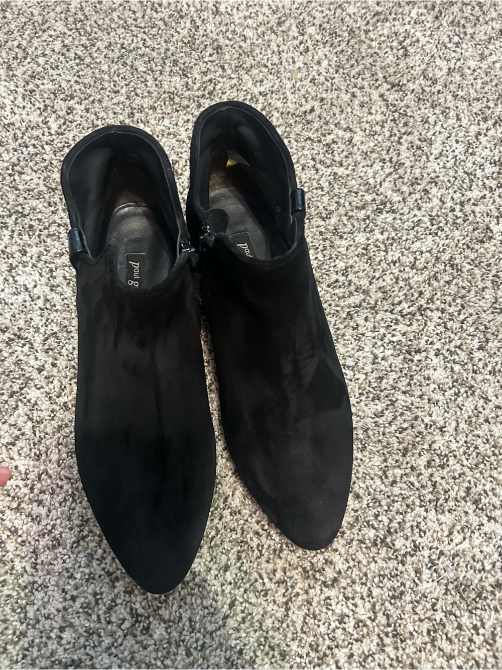 Paul Green Black Suede Pointed Ankle Booties